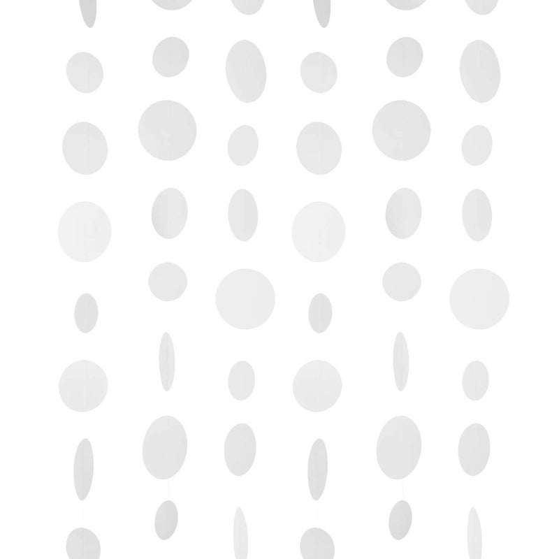 Weven White Paper Garland Circle Dot Party Banner Wall Streamers Backdrop Ceiling Hanging Decorations, 20 Feet in Total - Image 1